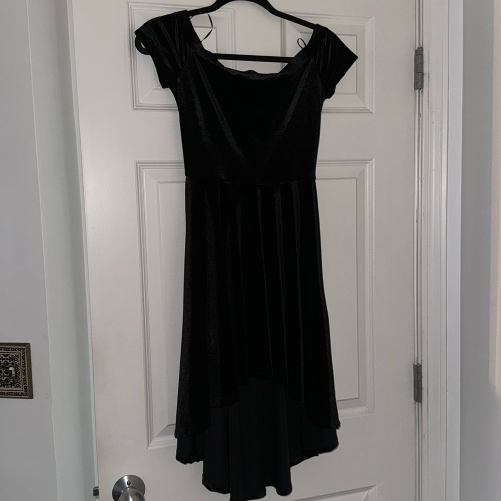 Windsor Black velvet off the shoulder dress